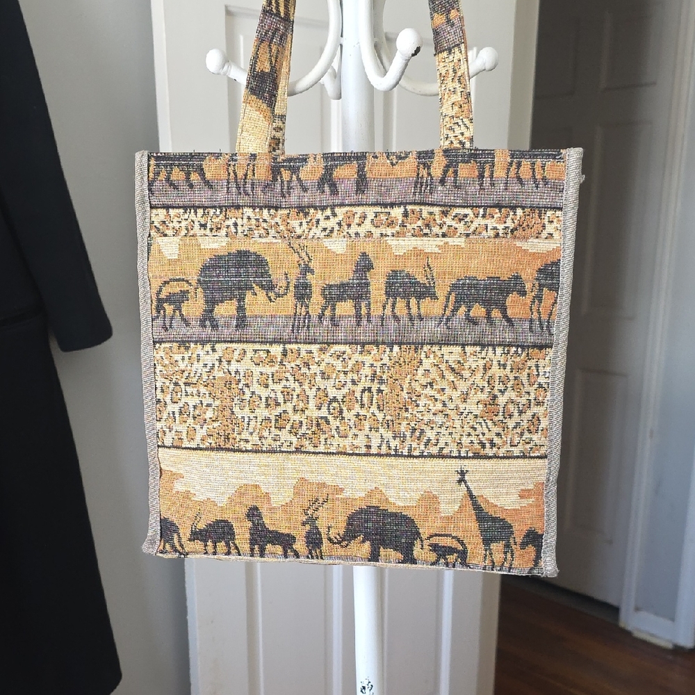 Jade Safari Animal Print Tote Bag